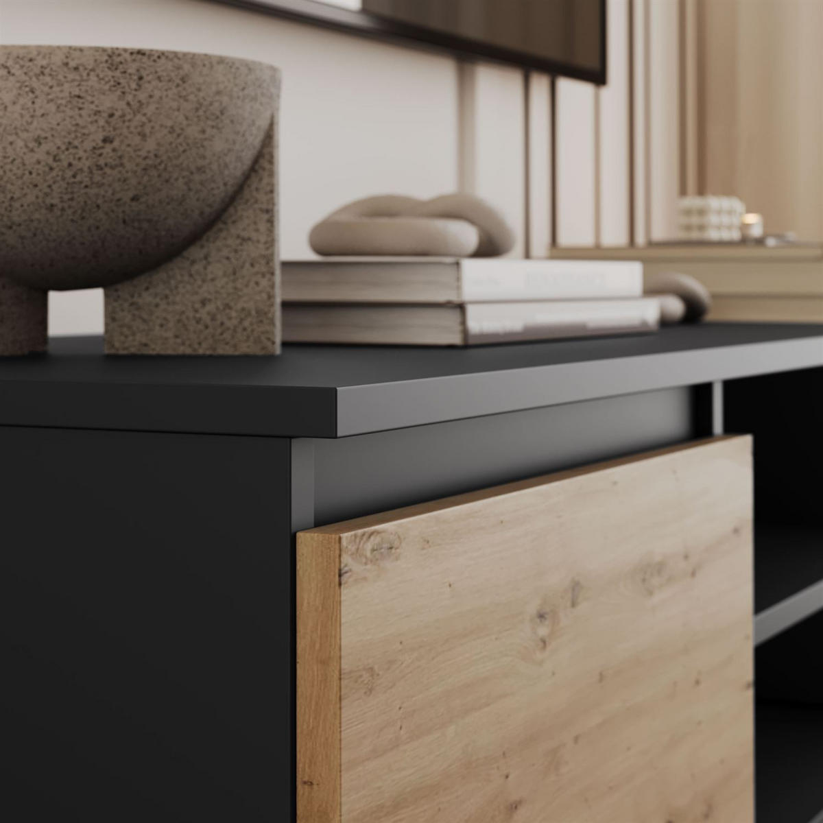 LOWBOARD HANA 140 cm Artisan Eiche / Anthrazit - Eiche Artisan, Holzwerkstoff (140/36/40cm) - Lookway