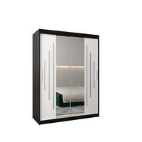 SCHWEBETÜRENSCHRANK 200/150/62 2-türig - Silberfarben/Schwarz, Holz/Kunststoff (150/200/62cm) - Abiks Möbel