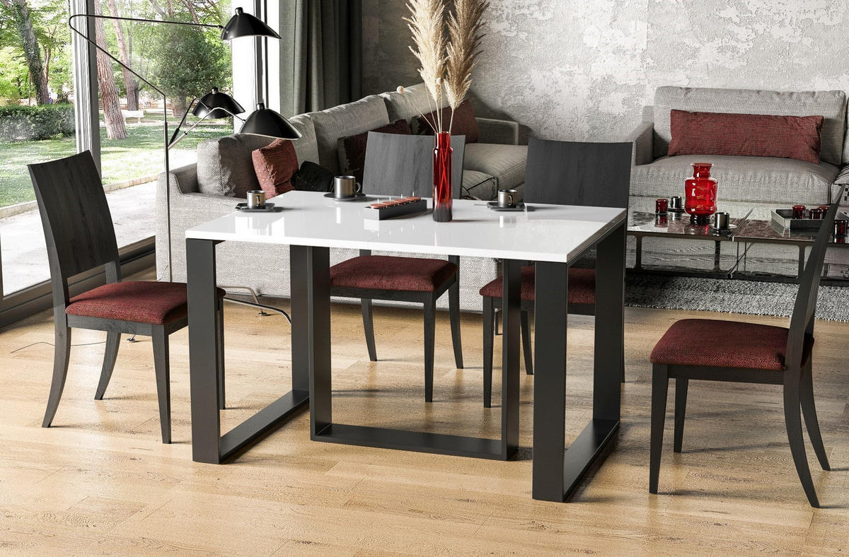ESSTISCH Borys ausziehbar bis 250 cm - Weiß Hochglanz, Holzwerkstoff (130/80/76cm) - Endo-Moebel