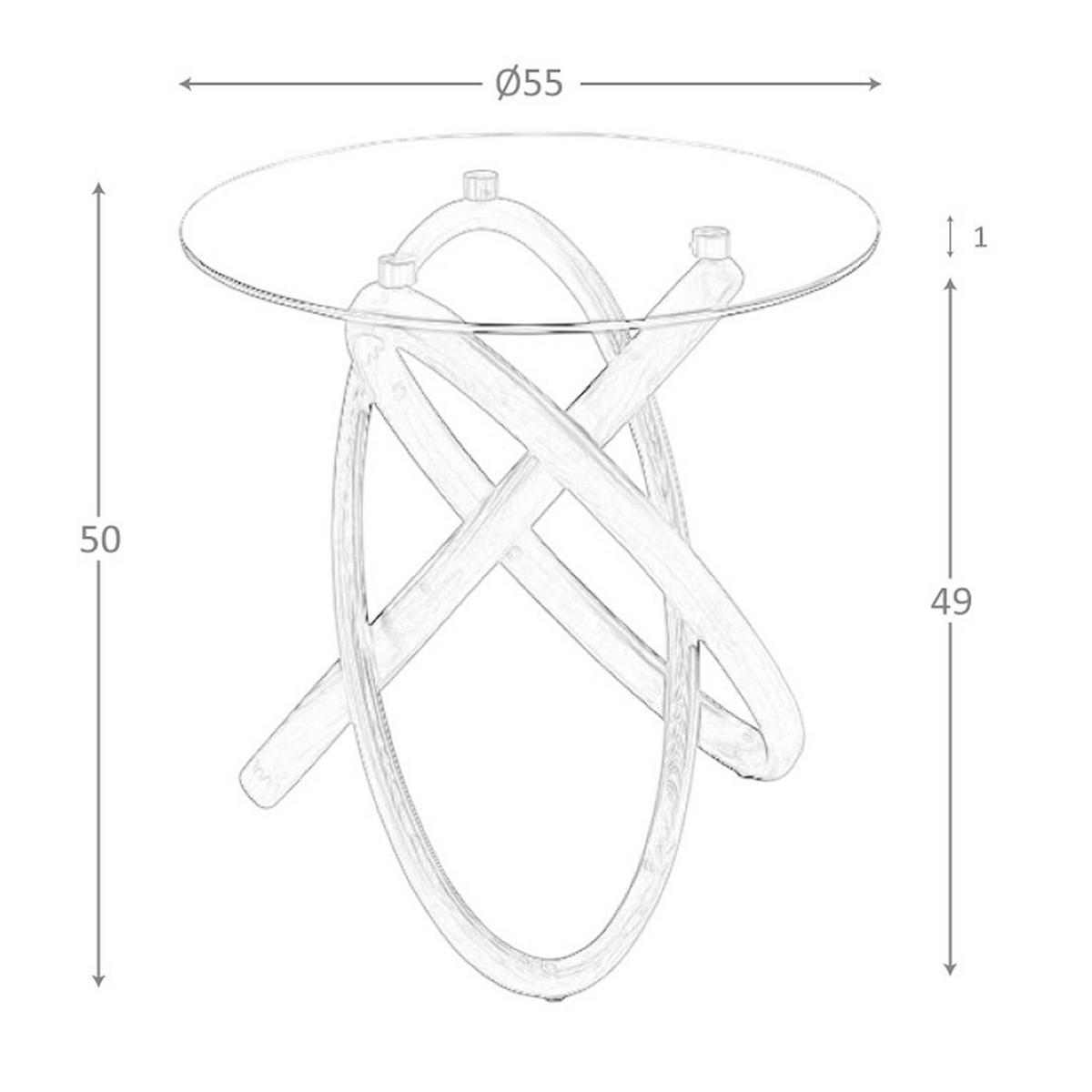 ECKTISCH Runder Ecktisch aus gehärtetem Glas und Nussbaum Ø55/50 cm - Transparent/Walnussfarben, Glas (55/55/50cm) - ANGEL CERDA