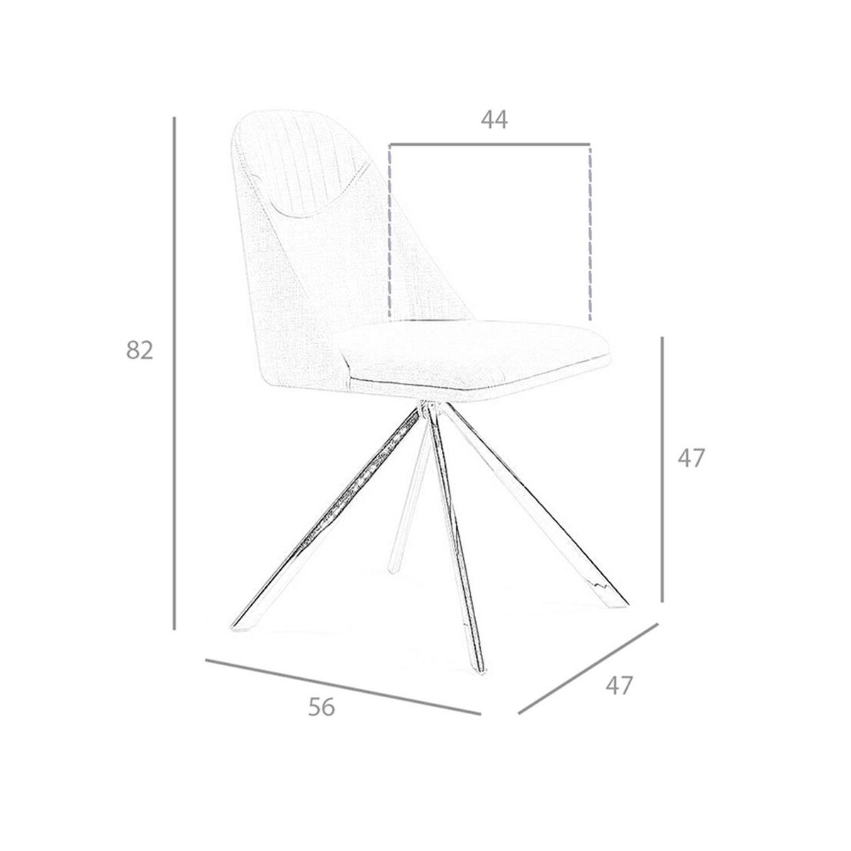STUHL Drehstuhl aus grauem Stoff 47/56/82 cm - Chromfarben/Edelstahlfarben, Textil/Metall (47/82/56cm) - ANGEL CERDA