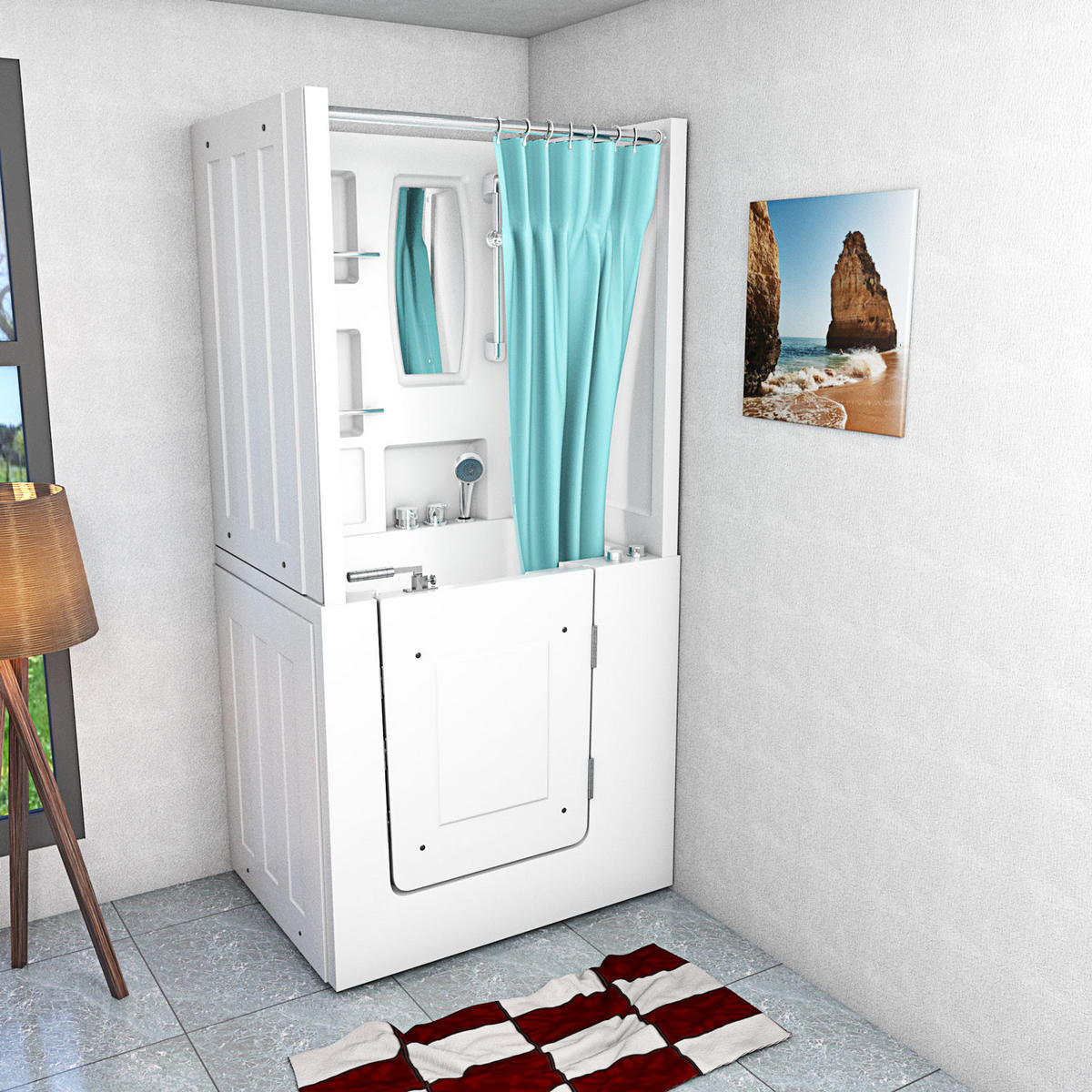 DUSCHE Whirlpool mit Tür S02D-WP-C-R - Weiß, Glas/Kunststoff (100/78/205cm) - AcquaVapore by Sandra Jentho