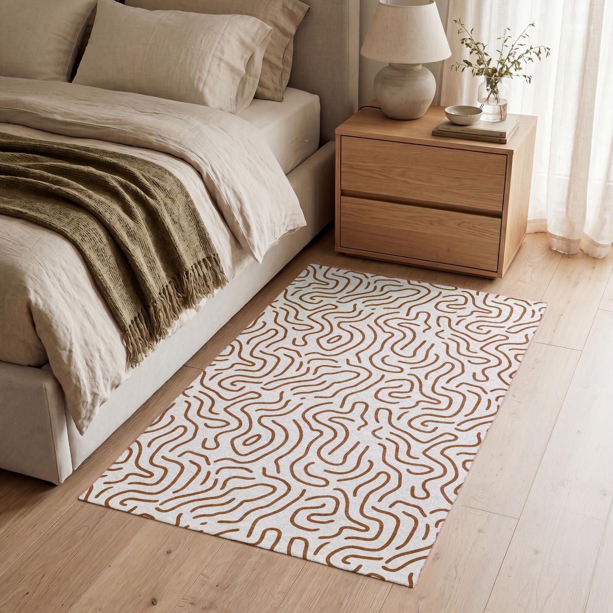 KOBERCE - Minimalistický - Vzor - Terakota - 90x150 cm - hnedá, textil/plast (90/0.4cm) - OnlyWow