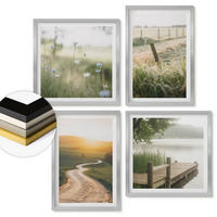 WANDBILDER 4er Set - 50x50 cm & 40x60 cm Silberner Rahmen - Landschaftswiesenstraße West - Silberfarben, Kunststoff (50/50cm) - ArtPrintCave