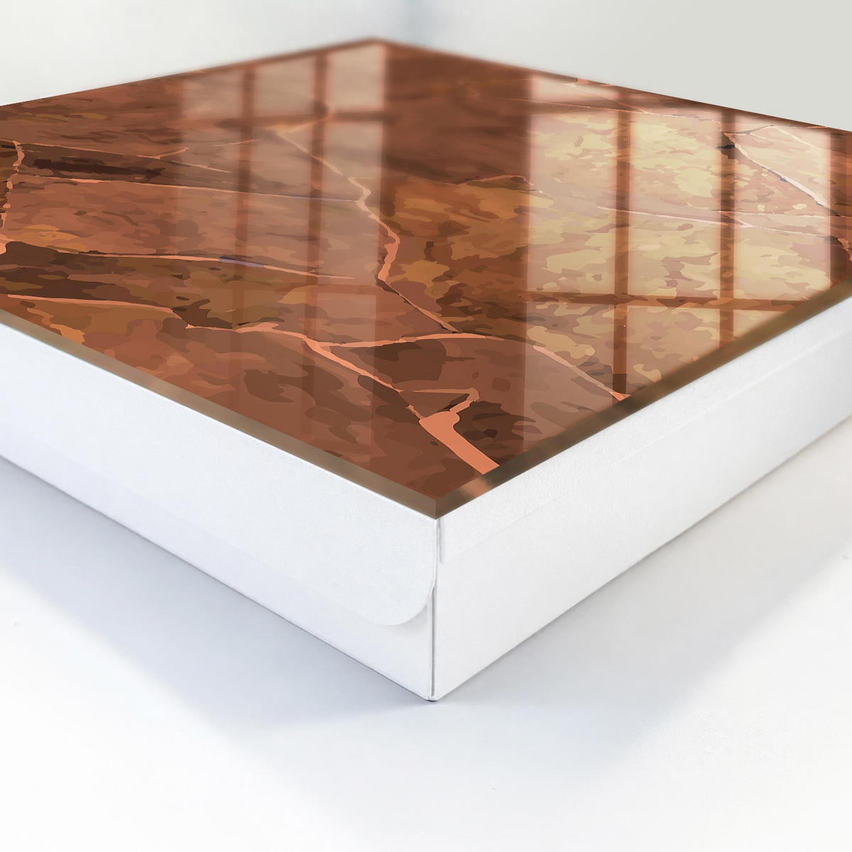 SCHLÜSSELBOX Weiß 30x30 cm – Türöffnung nach rechts - Steintextur - Braun, Metall (30/30/5cm) - TULUP