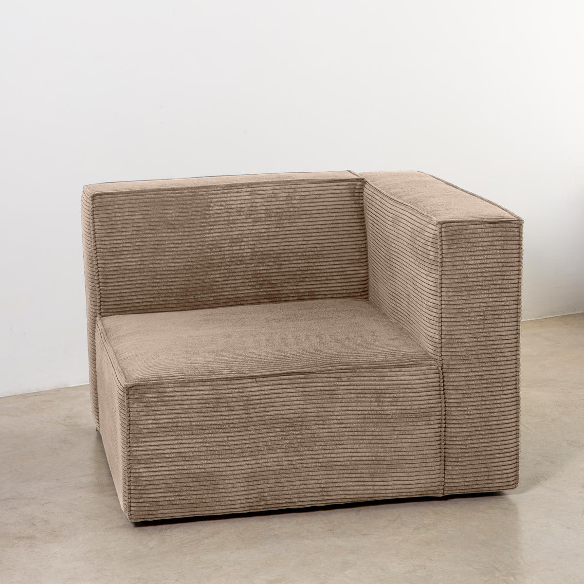 3-SITZER-SOFA Chaiselongue bezogen Steinkord-nicht modular-Samt HARPER - Beige, Textil (100/65/280cm) - RNT By Really Nice Things