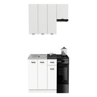 KÜCHENZEILE 170 cm mit Arbeitsplatte - SIMPLY Z21 - in Weiß Matt / Weiß Rille - Schwarz/Weiß, Holz/Holzwerkstoff (170/212/53cm)