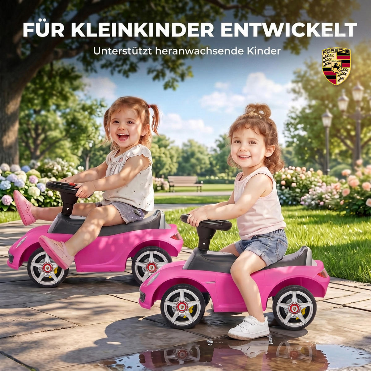 KINDER-RUTSCHAUTO Kunststoff Rosa - Rosa, Kunststoff (63/28.5/38cm) - AIYAPLAY