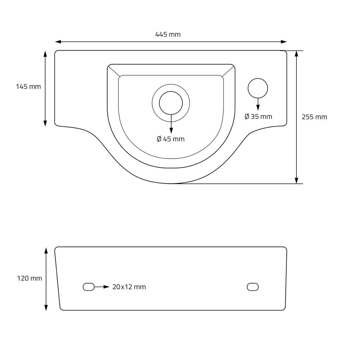 WASCHBECKEN - Weiß, Keramik (44.5/12/25.5cm) - ML-DESIGN