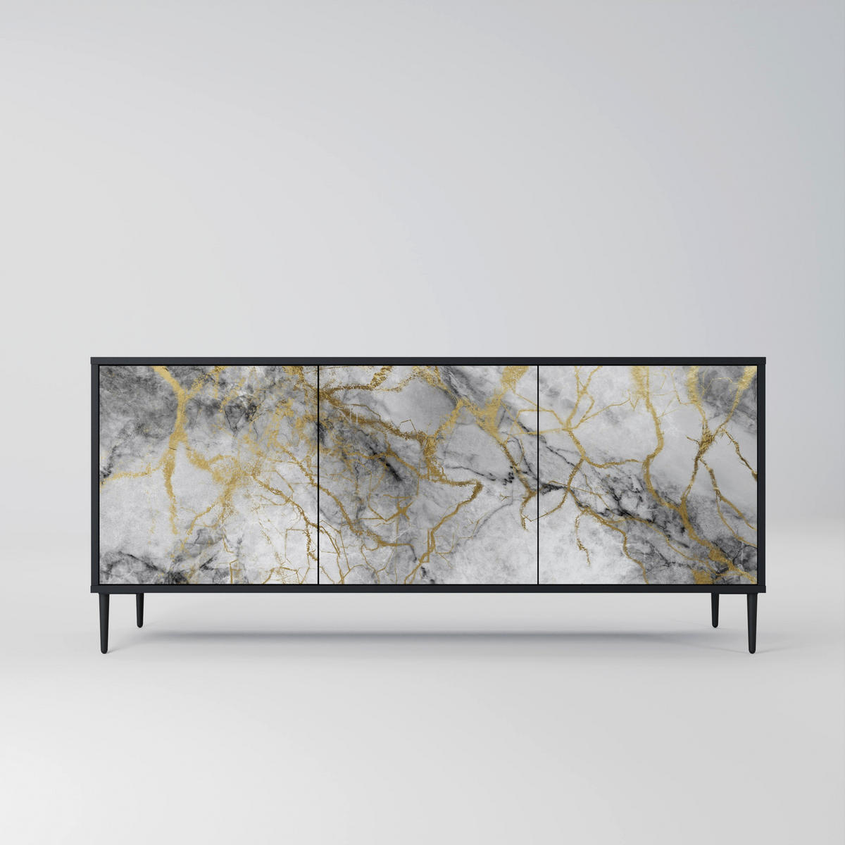 SIDEBOARD TIMELESS GLIDE, Eicheneffekt, 164,5x42x77,5 cm, 3 Türen - Eichefarben/Buchefarben, Holzwerkstoff/Buchenholz (164.5/77.5/42cm) - SpaceRebels