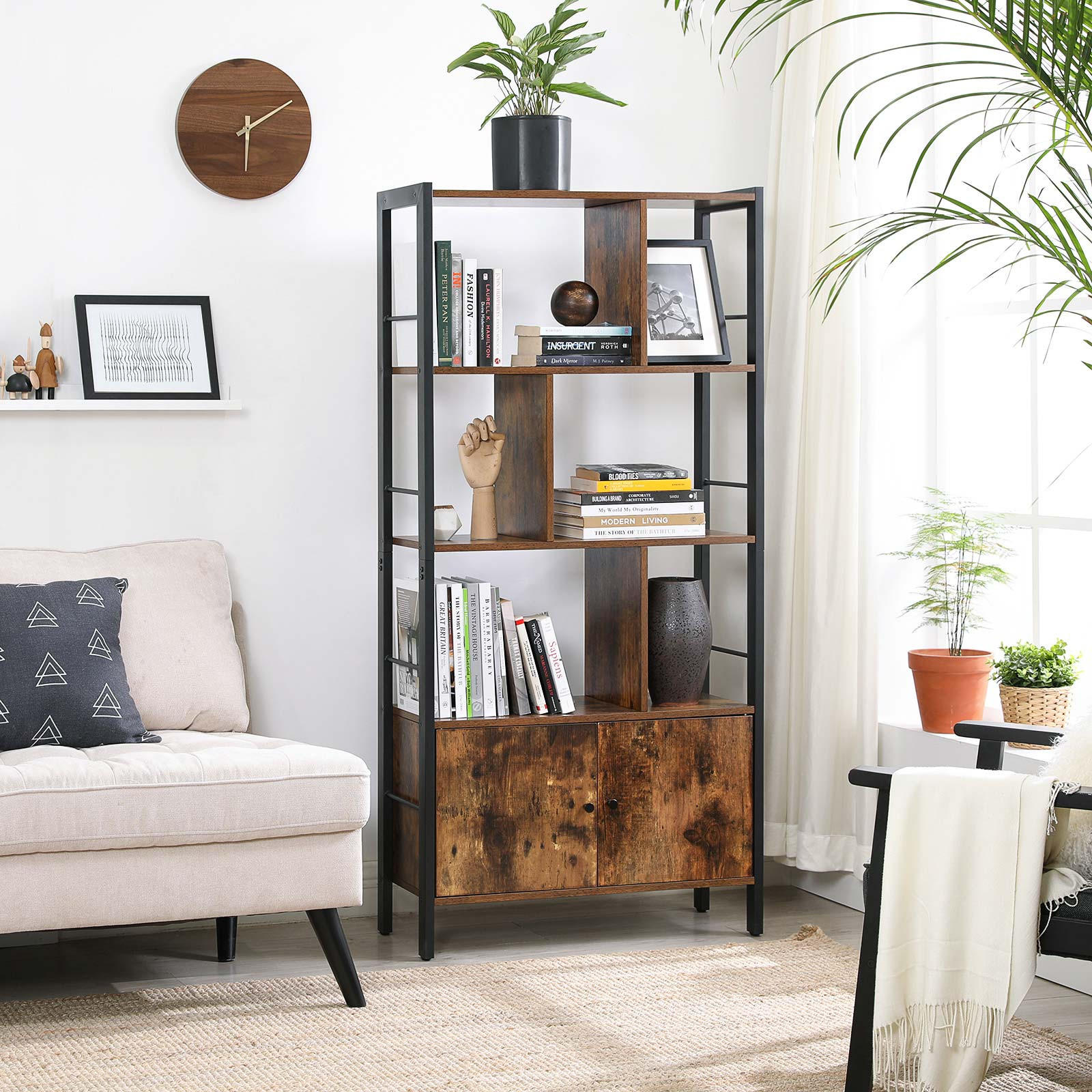 BÜCHERREGAL BÜCHERSCHRANK - Braun, Holzwerkstoff (30/155/74cm) - Hansiro