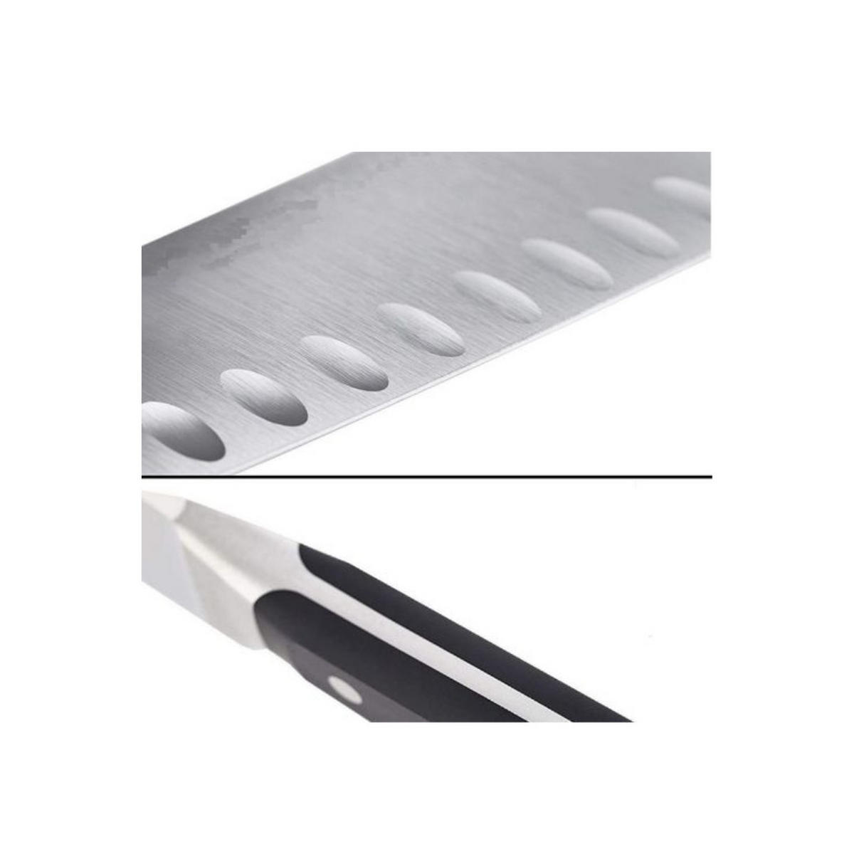 KÜCHENMESSER SET 3-tlg Schwarz, Santokumesser 130 mm, 165 mm, Kochmesser 190 mm, Edelstahl, Schneidemesser, Küchenzubehör, Profi Messer, Klingenstahl - Silberfarben/Schwarz, Kunststoff/Metall - Fissler