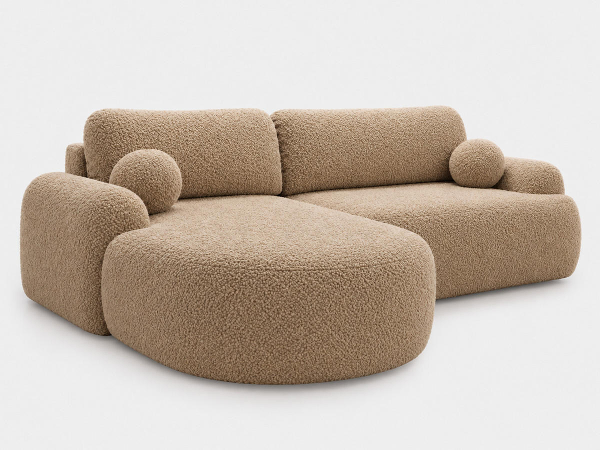 ECKSOFA Aurio Hellbraun Links - Hellbraun, Holz/Textil (177/261cm) - Graingold