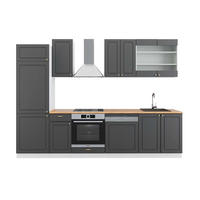 KÜCHENZEILE Fame-Line Anthrazit-Gold/Weiß 300 cm, AP Eiche - Anthrazit/Weiß, Holzwerkstoff (300/81.6/60cm) - Vicco