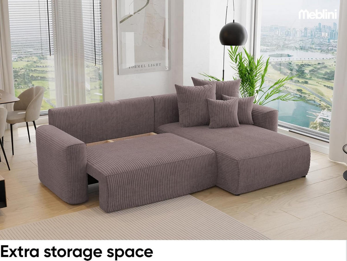ECKSOFA BALI L - Schwarz/Braun, Holzwerkstoff (260/160cm) - Meblini