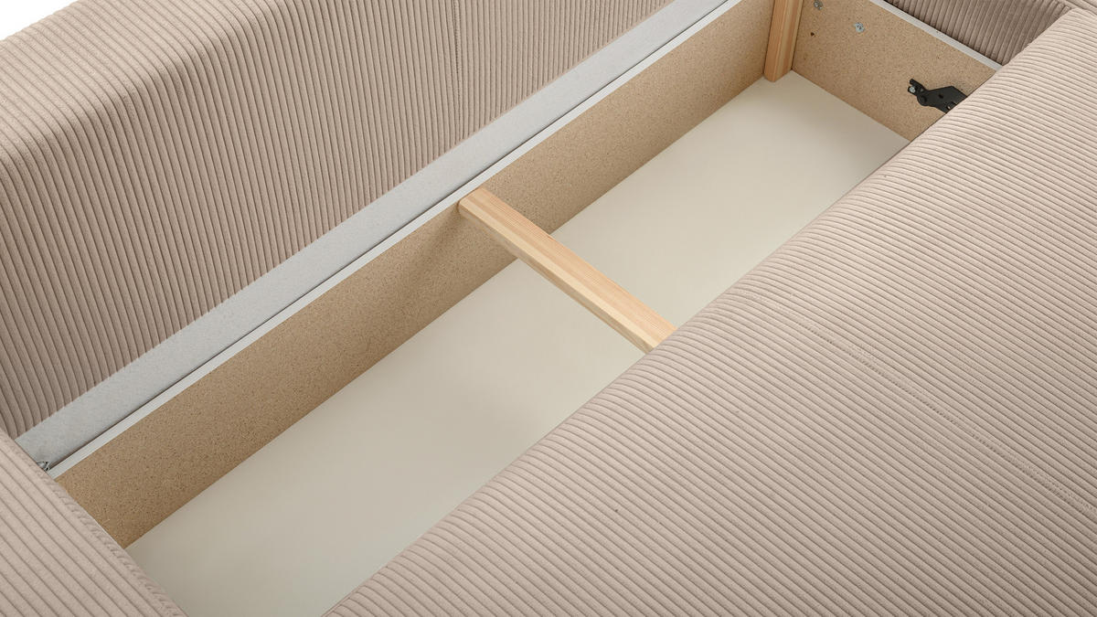 WOHNLANDSCHAFT Catea Beige 364/145/85 cm mit Schlaffunktion - Beige/Schwarz, Kunststoff/Textil (364/84/145cm) - AX Living