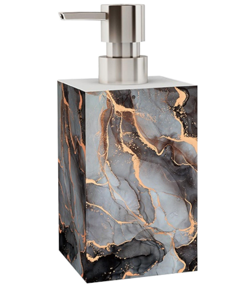 SEIFENSPENDER Marmor Abstrakt - Goldfarben/Braun, Kunststoff (7/12/7cm) - Sanilo