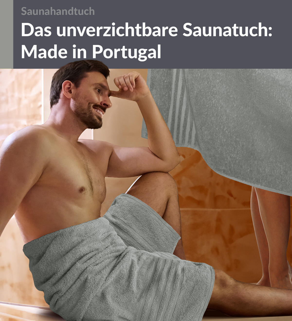 SAUNATUCH 80x200 cm 2er Set London Stein Grau - Grau, Textil (80/200cm) - Lashuma