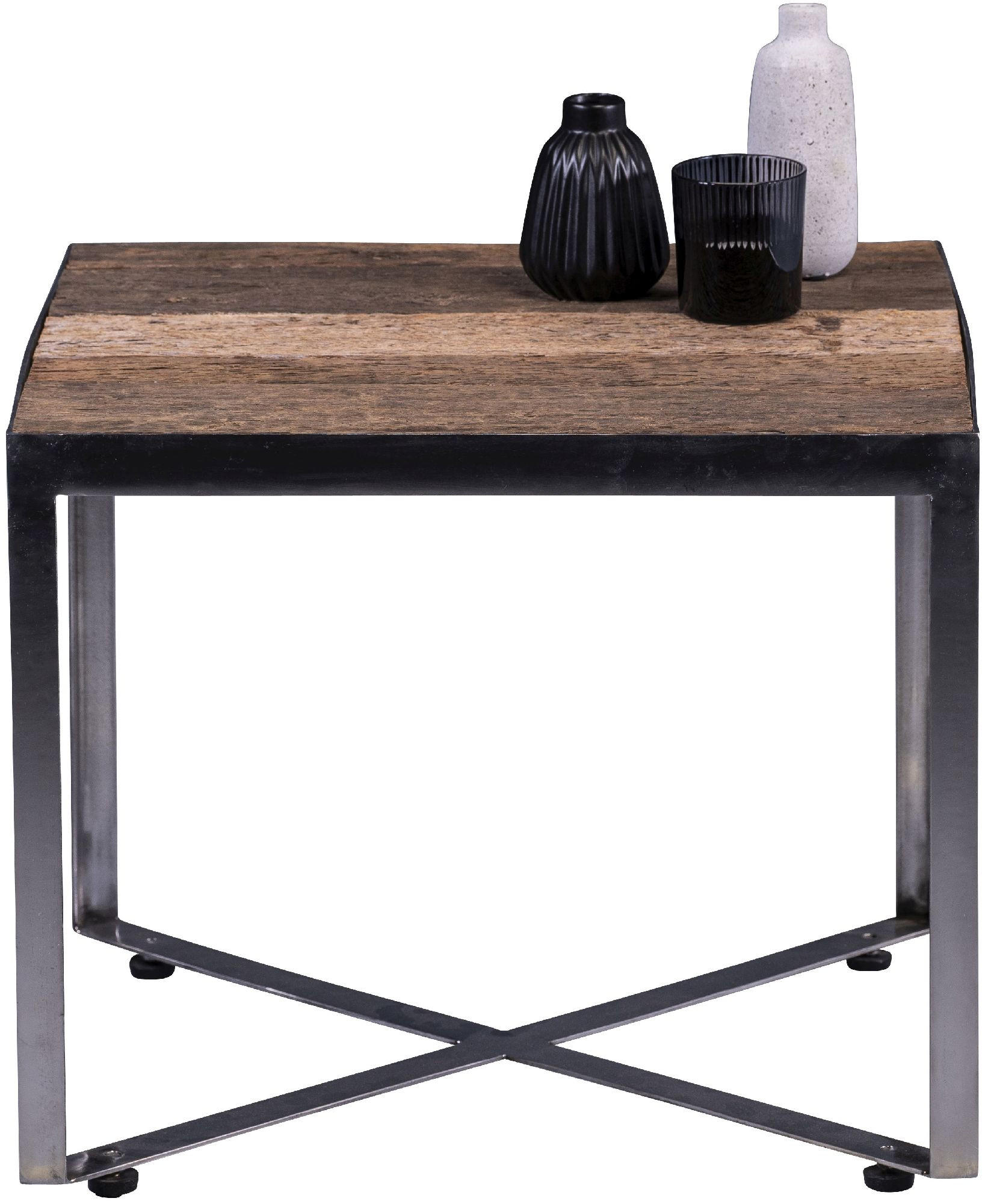 COUCHTISCH Salo 2 Recyceltes Massivholz Quadratisch 50/40/50 cm - Silberfarben, Metall (50/40/14cm) - M2 Kollektion