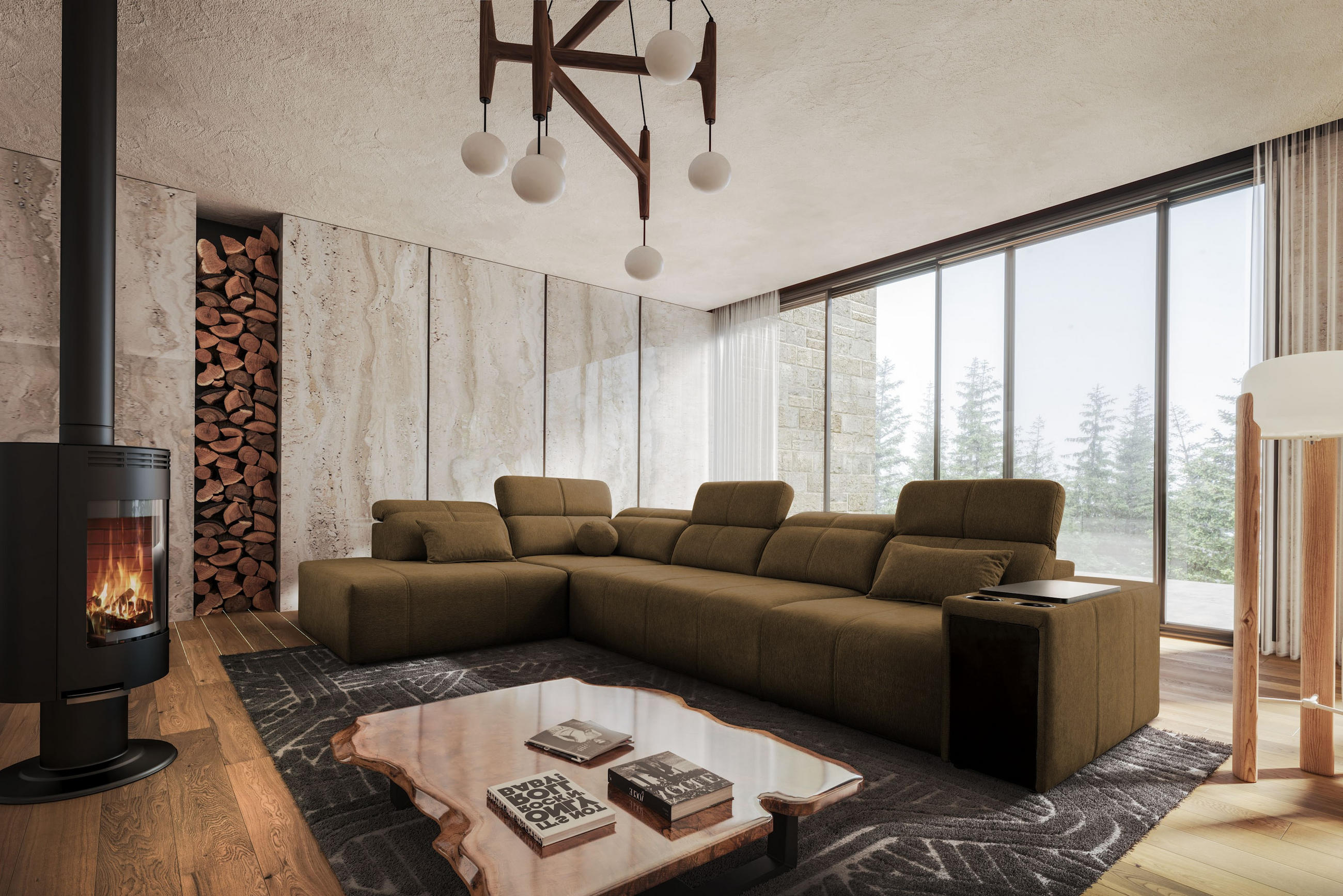 ECKSOFA L-Form Mindy XI Mit Schlaffunktion Und Verstellbarer Rückenlehne Stoff Verita Braun Links - Braun, Holz/Textil (230/350cm) - Kaiser Möbel