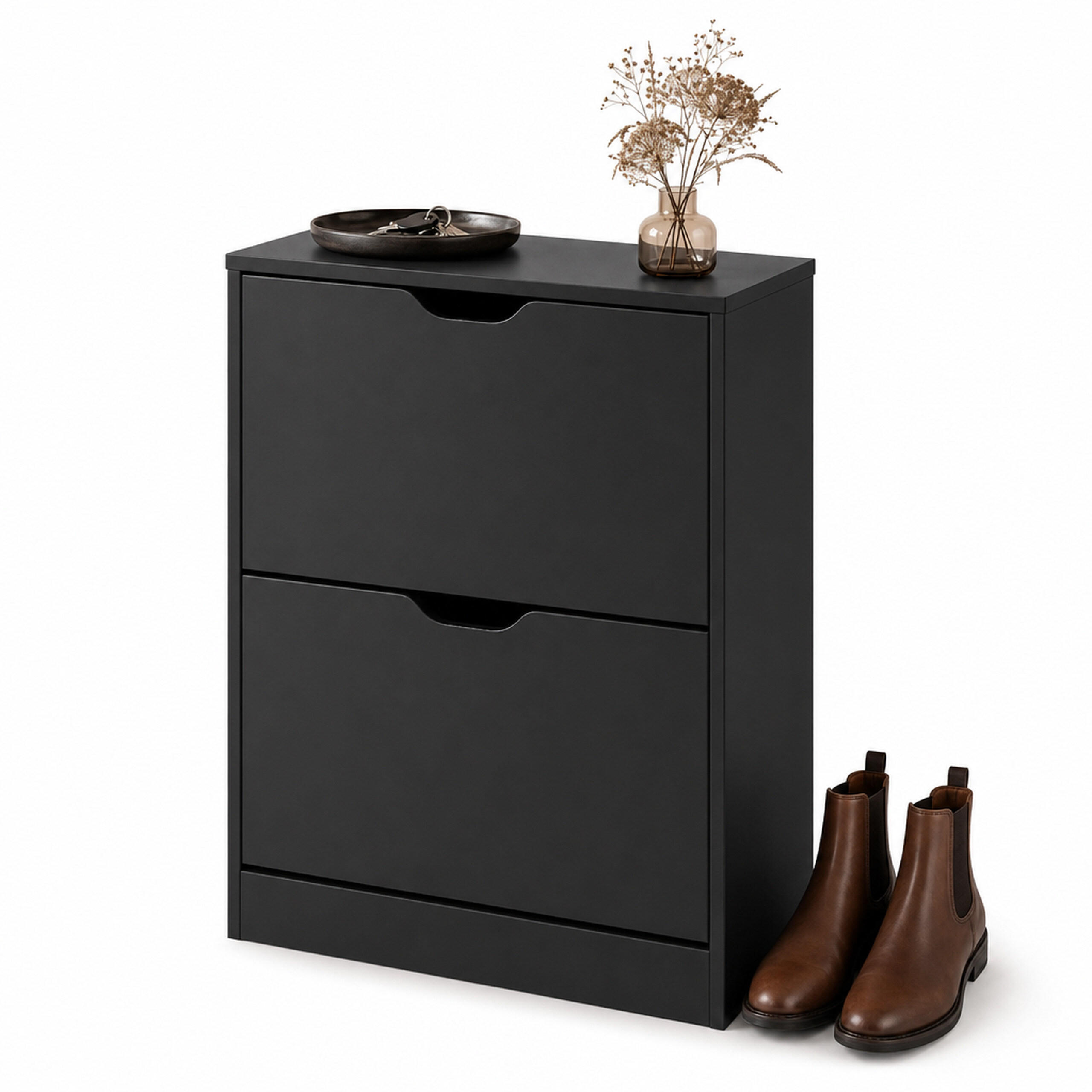 Relaxdays Schuhschrank Schwarz 61x81x24 cm