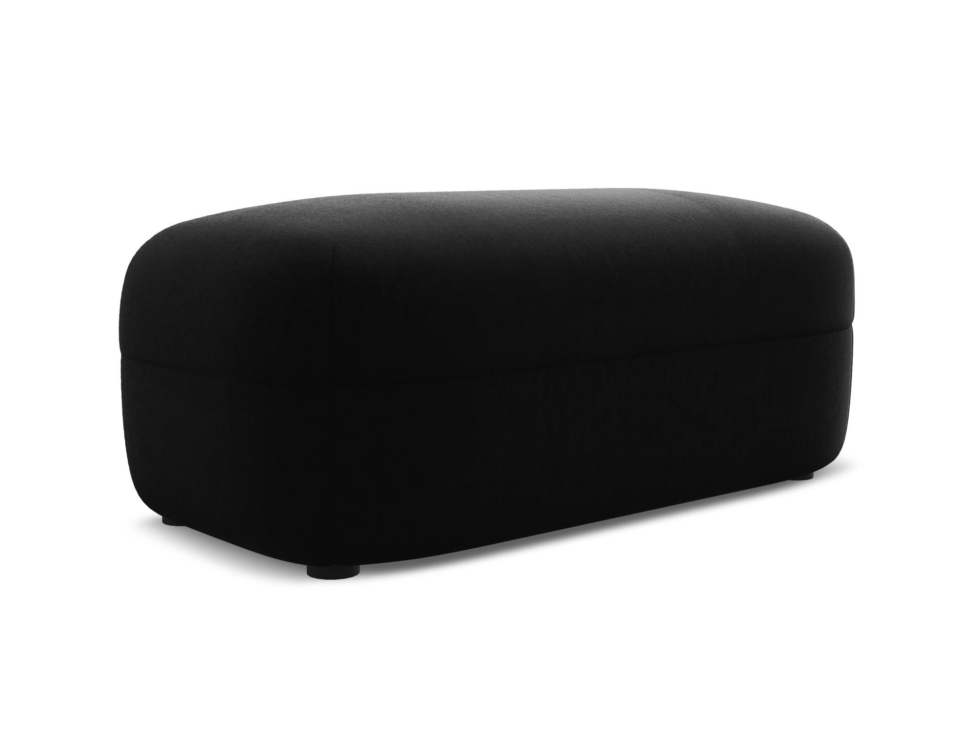 POUF Samt Stoff Schwarz - Schwarz, Kunststoff/Textil (92/40/48cm) - Makamii