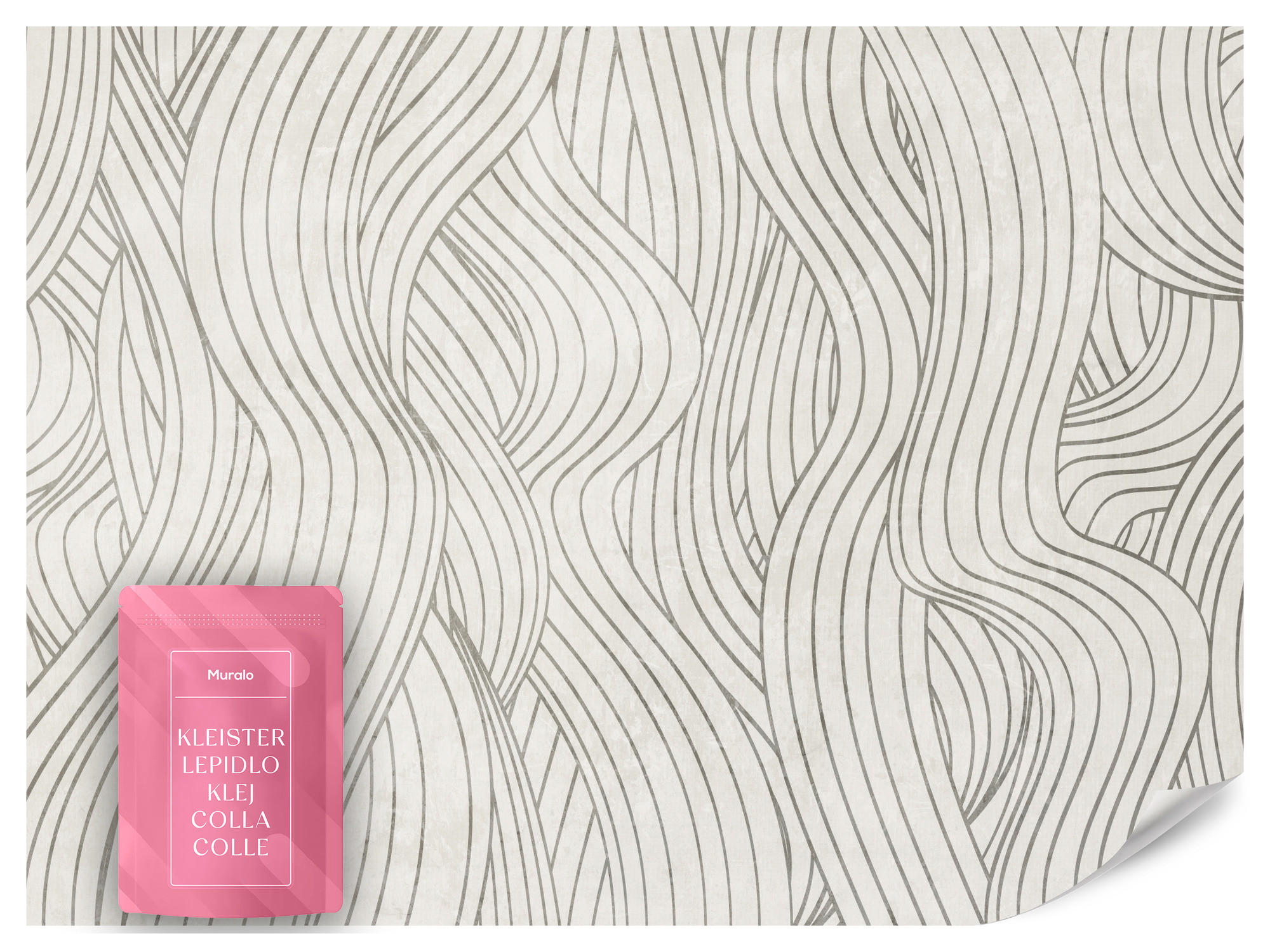 FOTOTAPETE für Schlafzimmer Abstraktion Wellenmuster 400x280 - Beige/Grau, Papier (400/280cm) - Muralo