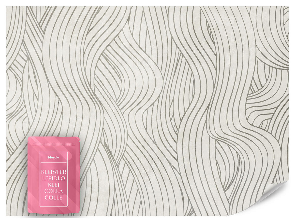 FOTOTAPETE für Schlafzimmer Abstraktion Wellenmuster 400x280 - Beige/Grau, Papier (400/280cm) - Muralo