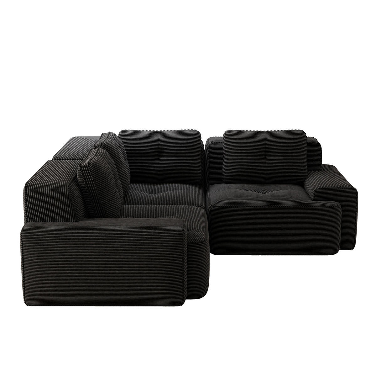 ECKSOFA modular mit tiefer Sitzfläche Cord Schwarz - Schwarz, Kunststoff (104/177cm) - Meubliv