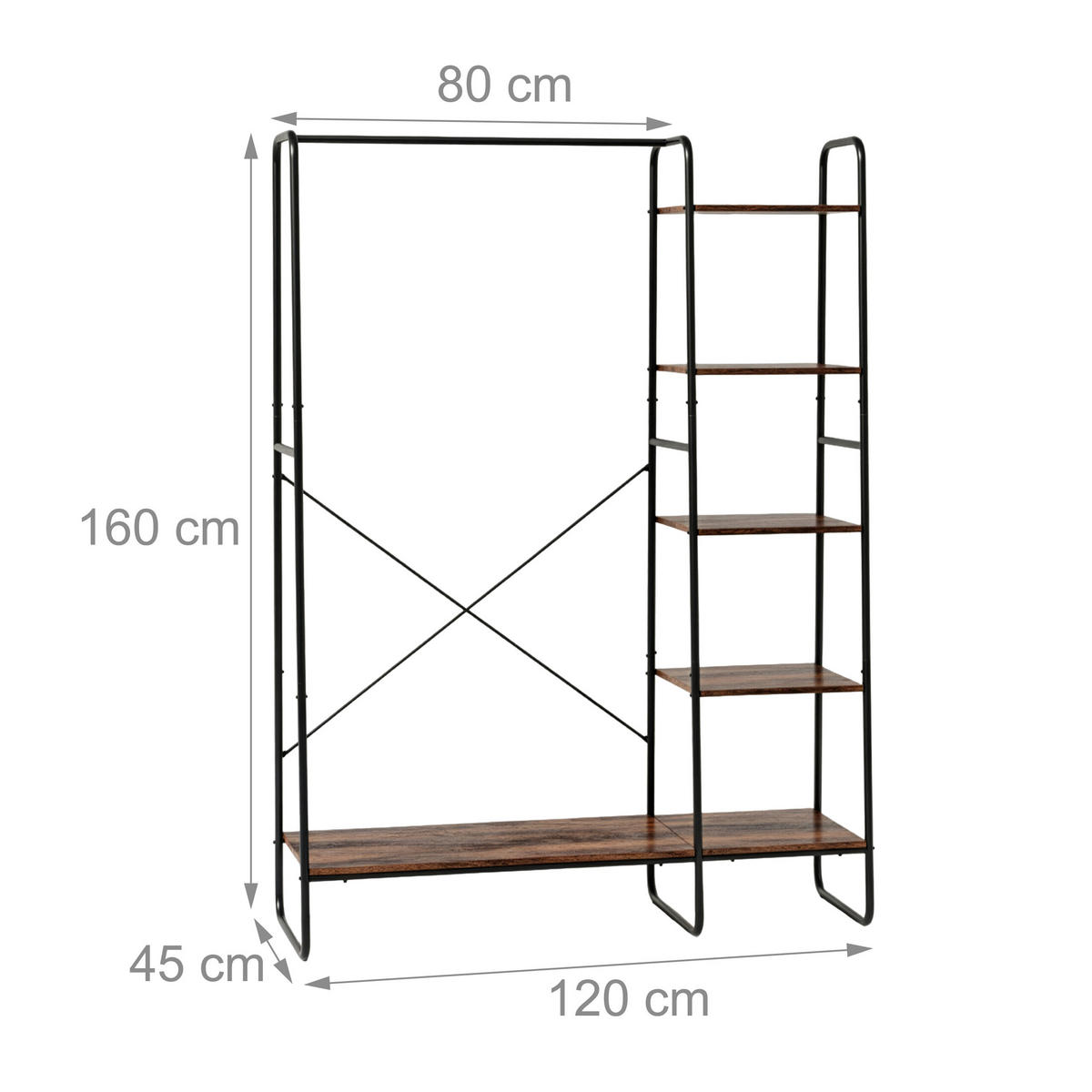 KLEIDERSTÄNDER - Multicolor, Holzwerkstoff/Metall (120/160/45cm) - Relaxdays