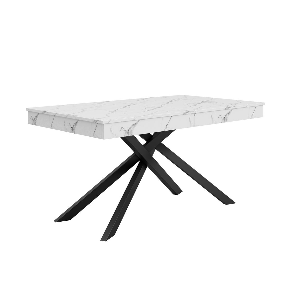 JEDILNA miza 140/180/80 cm z raztegljivo ploščo, 93 mm debelo ploščo in stabilnimi križnimi nogami, Bela - bela, leseni material (180/80/76cm) - Redom