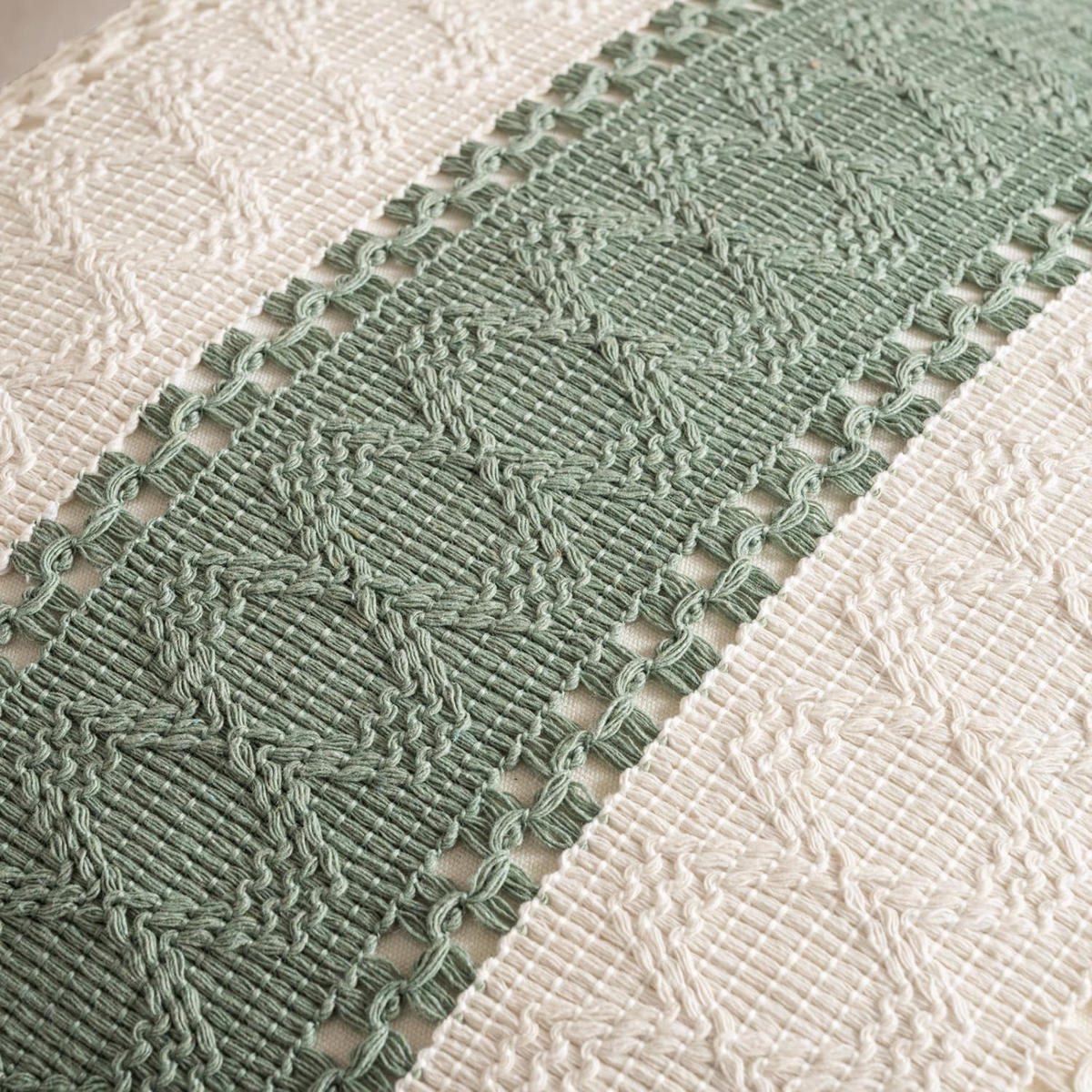 KISSENBEZUG – Füllung nicht enthalten – weiß und grün – 45 x 45 cm – 2er-Set - Weiß, Textil (45/45cm)