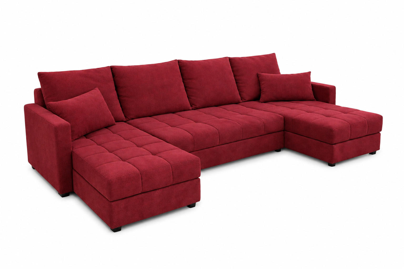 WOHNLANDSCHAFT AURELIA – Ecksofa in U-Form mit Schlaffunktion, Bettkasten & Kissen Stoff KRONOS 287 cm Rot - Rot, Kunststoff (287/140cm) - Wohnideebilder