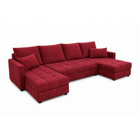 WOHNLANDSCHAFT AURELIA – Ecksofa in U-Form mit Schlaffunktion, Bettkasten & Kissen Stoff KRONOS 287 cm Rot - Rot, Kunststoff (287/140cm) - Wohnideebilder