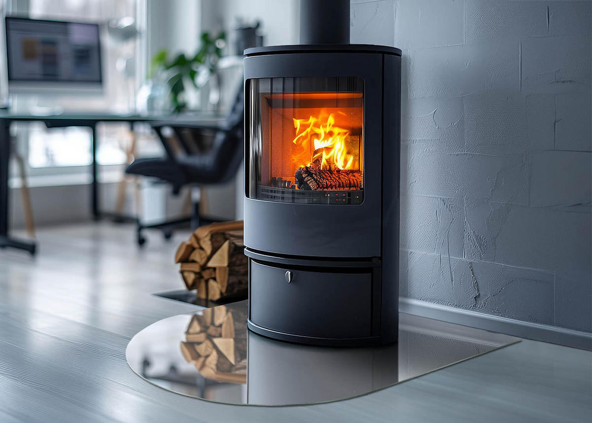 GLASPLATTE für Kamin 80x70 cm - Grau, Glas (80/70/0.4cm) - TULUP