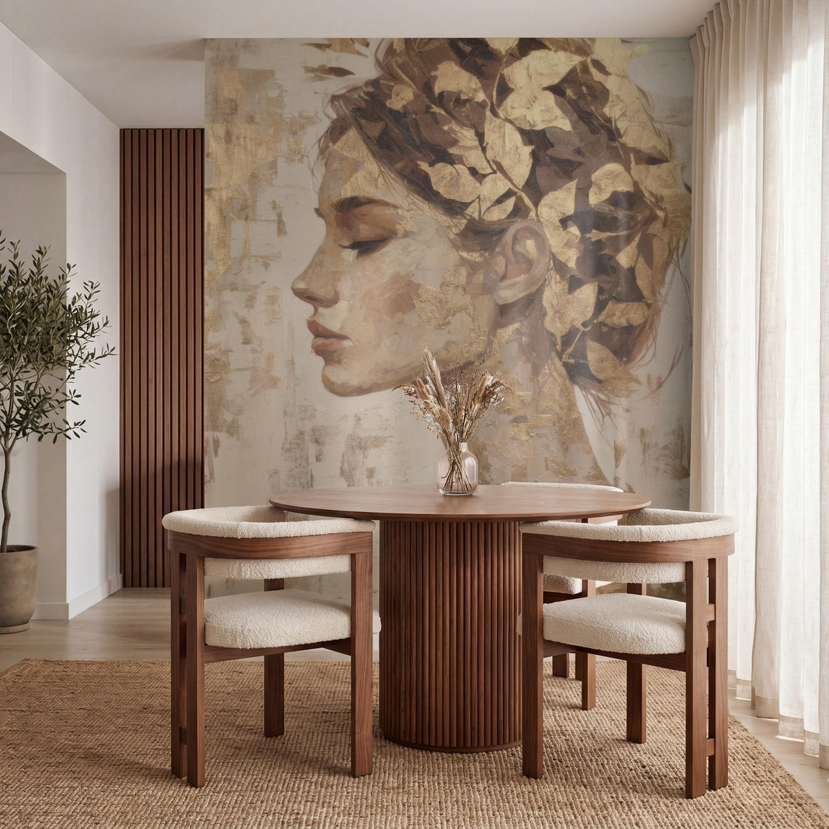 TAPETE - Frau - Gold - Abstrakt - Textur - 260x300 cm - Goldfarben, Papier (260/300cm) - OnlyWow