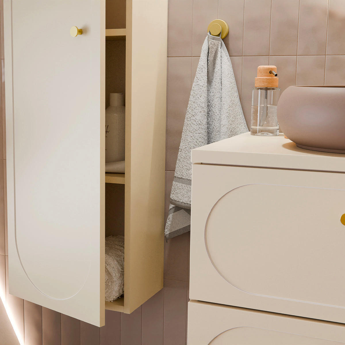 HÄNGESÄULE Sanae Sandbeige - Beige, Holzwerkstoff (35/140/25cm) - Petits-meubles