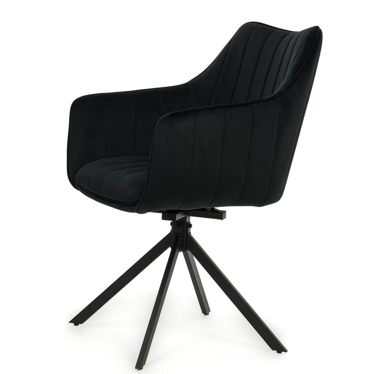 STUHL PIANO drehbar gepolsterter mit Steppung - schwarz - Velour - Schwarz, Textil/Metall (59/88/61cm) - NEW HOME
