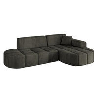 ECKSOFA Ottomane Rechts LIVO-L1 - 252x173x79,5 cm Schwarz - Schwarz, Holzwerkstoff/Textil (252/173cm) - ALTDECOR