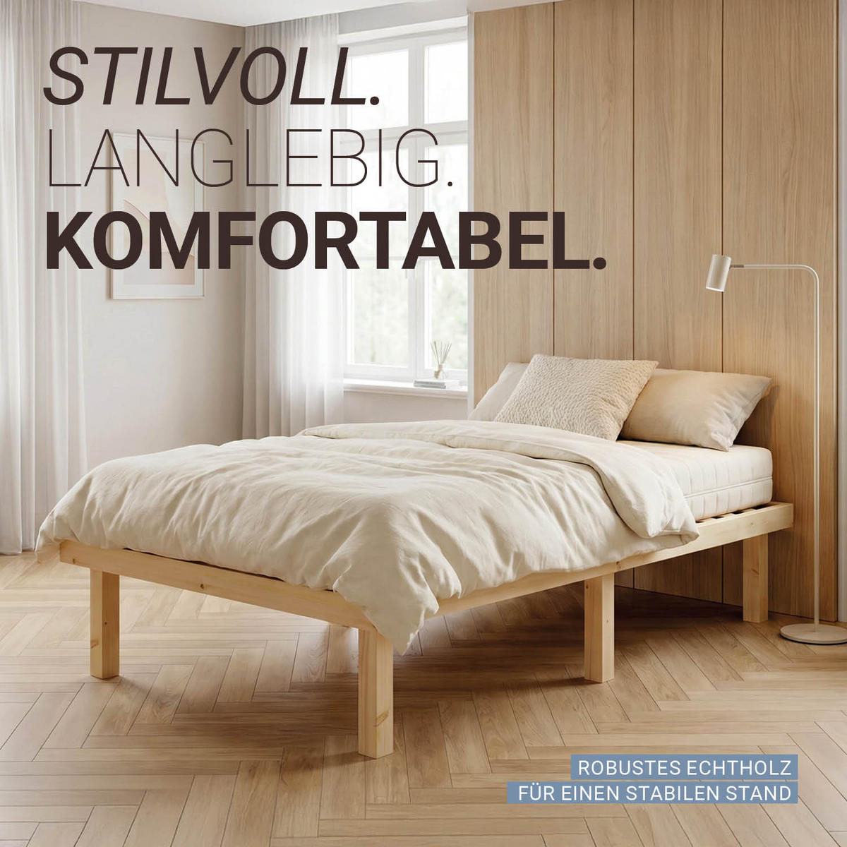 HOLZBETT 90/200 cm natur + Lattenrost - Naturfarben, Holz (90/200cm) - Homestyle4u