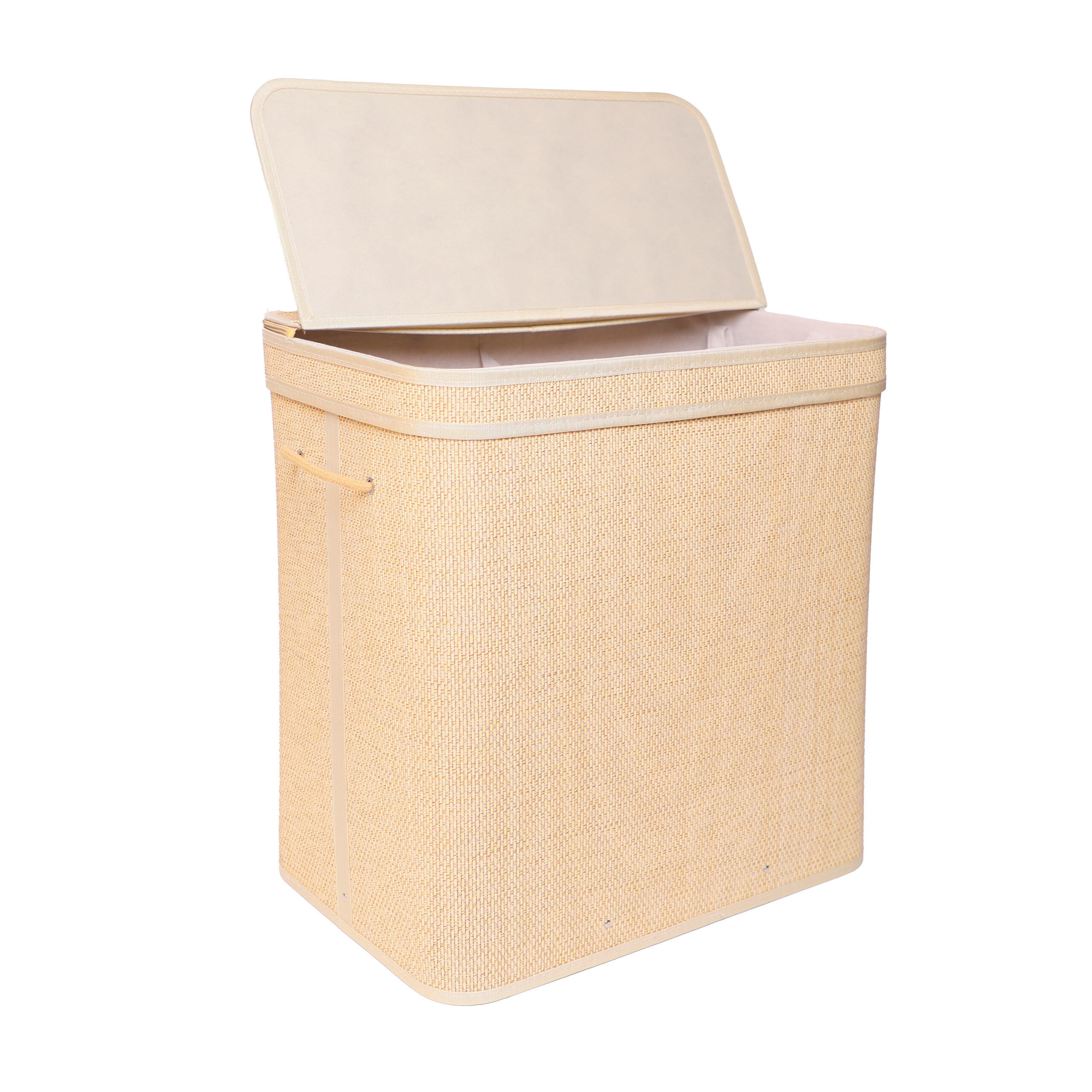 KÔŠ na prádlo - svetlohnedá, drevo/kompozitné drevo (39/58/61cm) - Relaxdays