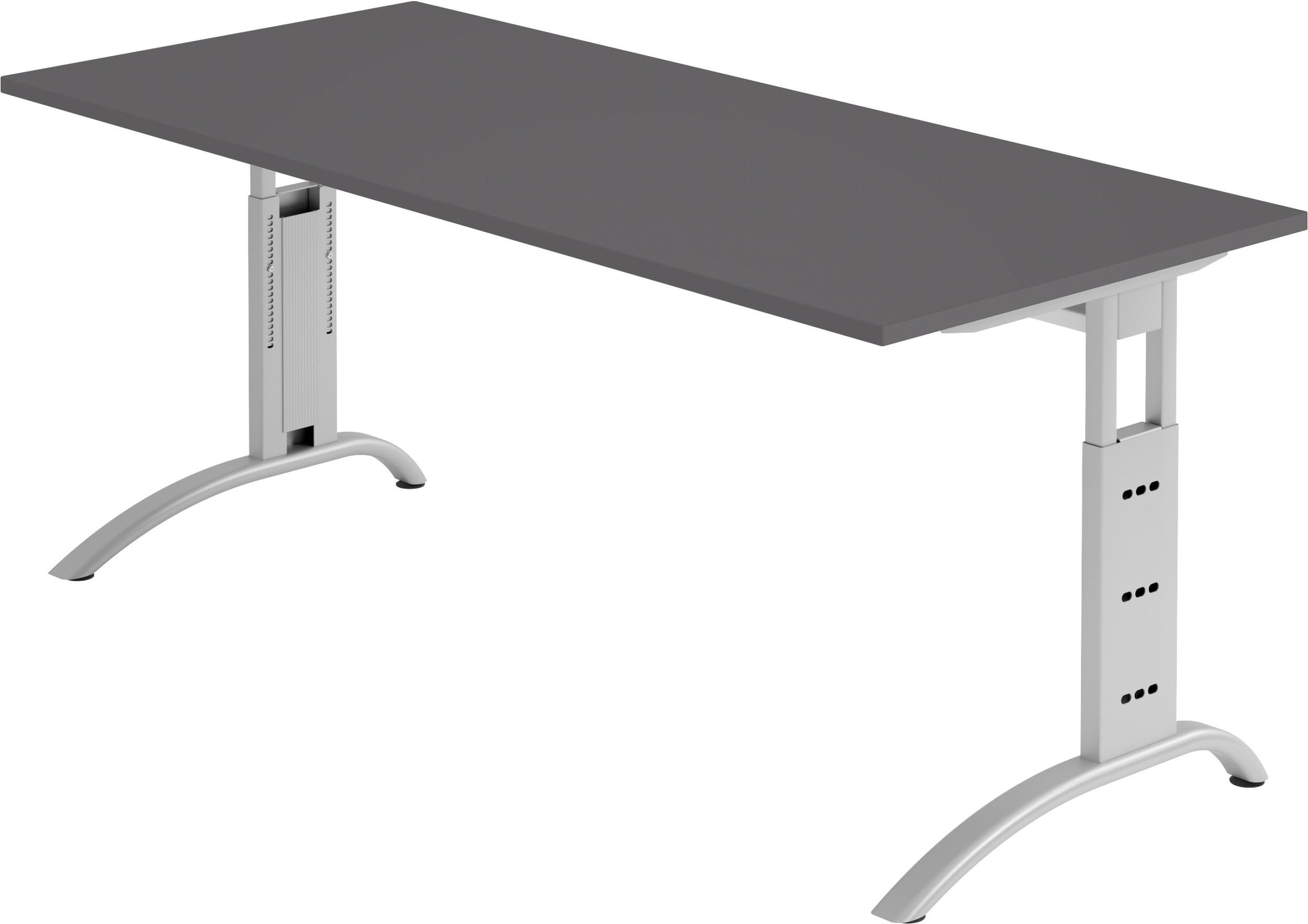 SCHREIBTISCH Serie-F 80/180/74 cm in Graphitfarben - Graphitfarben, Holzwerkstoff (80/180/74cm) - bümö