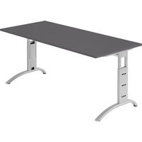 SCHREIBTISCH Serie-F 80/180/74 cm in Graphitfarben - Graphitfarben, Holzwerkstoff (80/180/74cm) - bümö