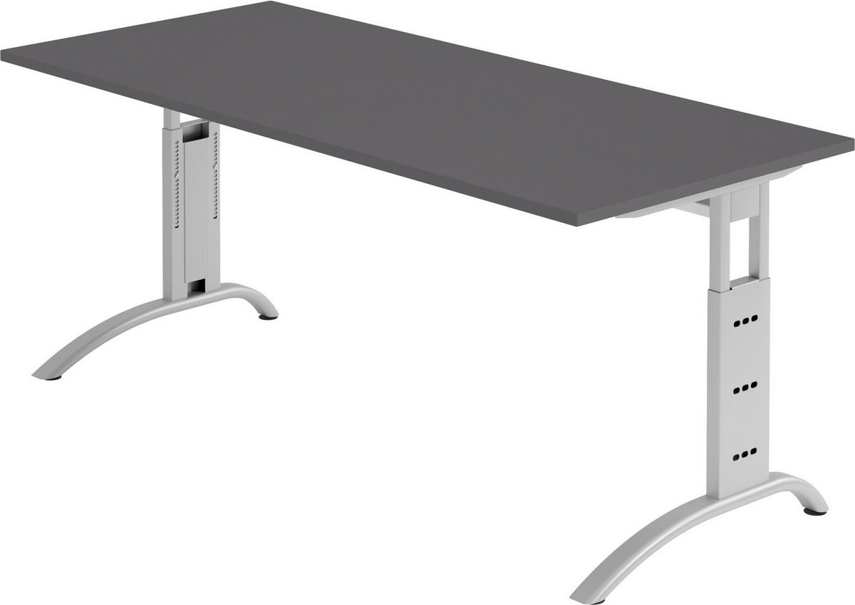 SCHREIBTISCH Serie-F 80/180/74 cm in Graphitfarben - Graphitfarben, Holzwerkstoff (80/180/74cm) - bümö
