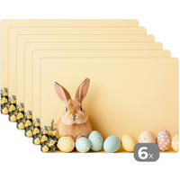 PLATZSETS 6er-Set Eier - Kaninchen - Pastellfarbtöne Unterlage 45x30 cm - Hellgelb, Kunststoff (0.3/45/30cm) - MuchoWow