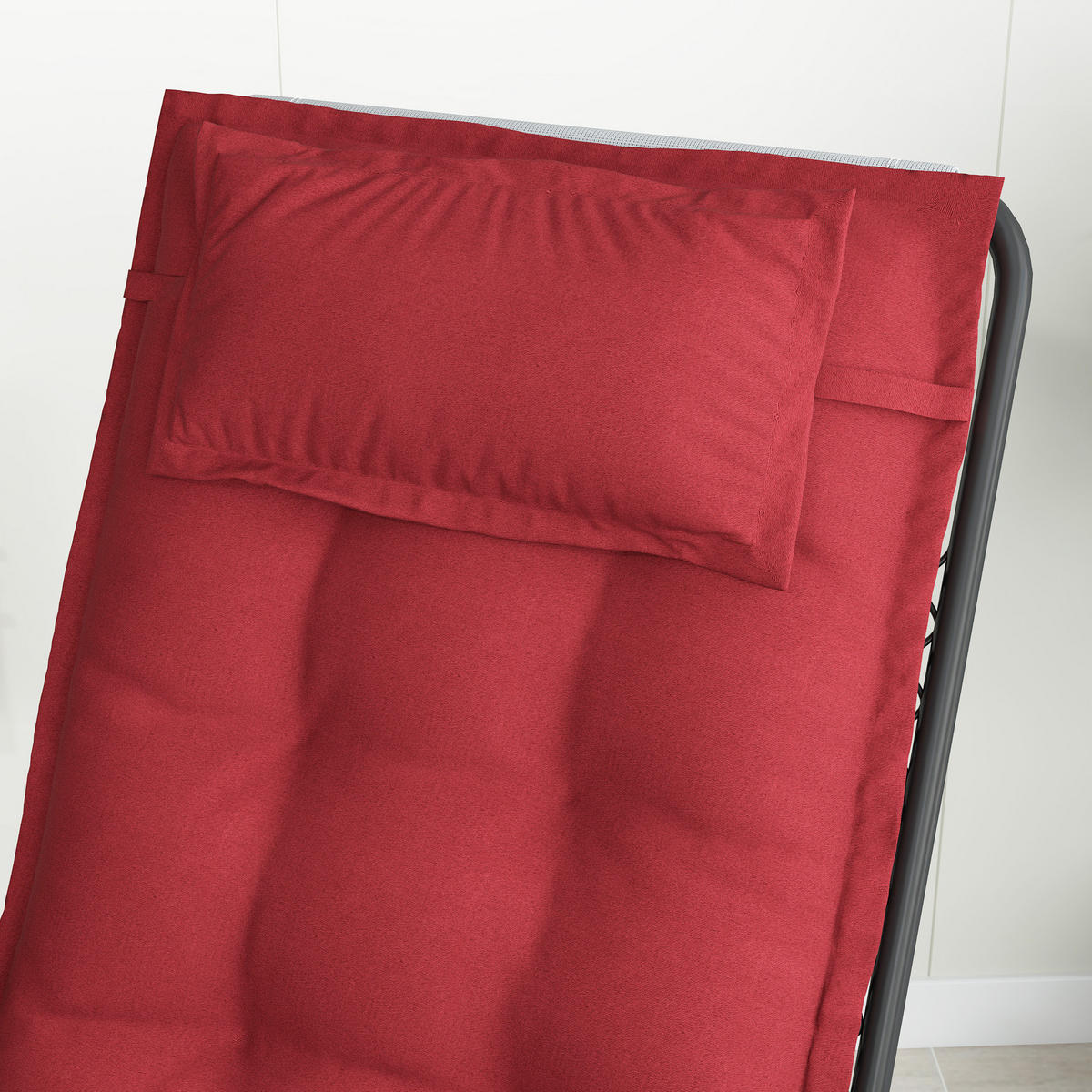 SESSELAUFLAGENSET 2er-Set aus Polyester 50x116x5 cm in Rot mit Bändern - Rot, Textil (50/5/116cm) - Modfu