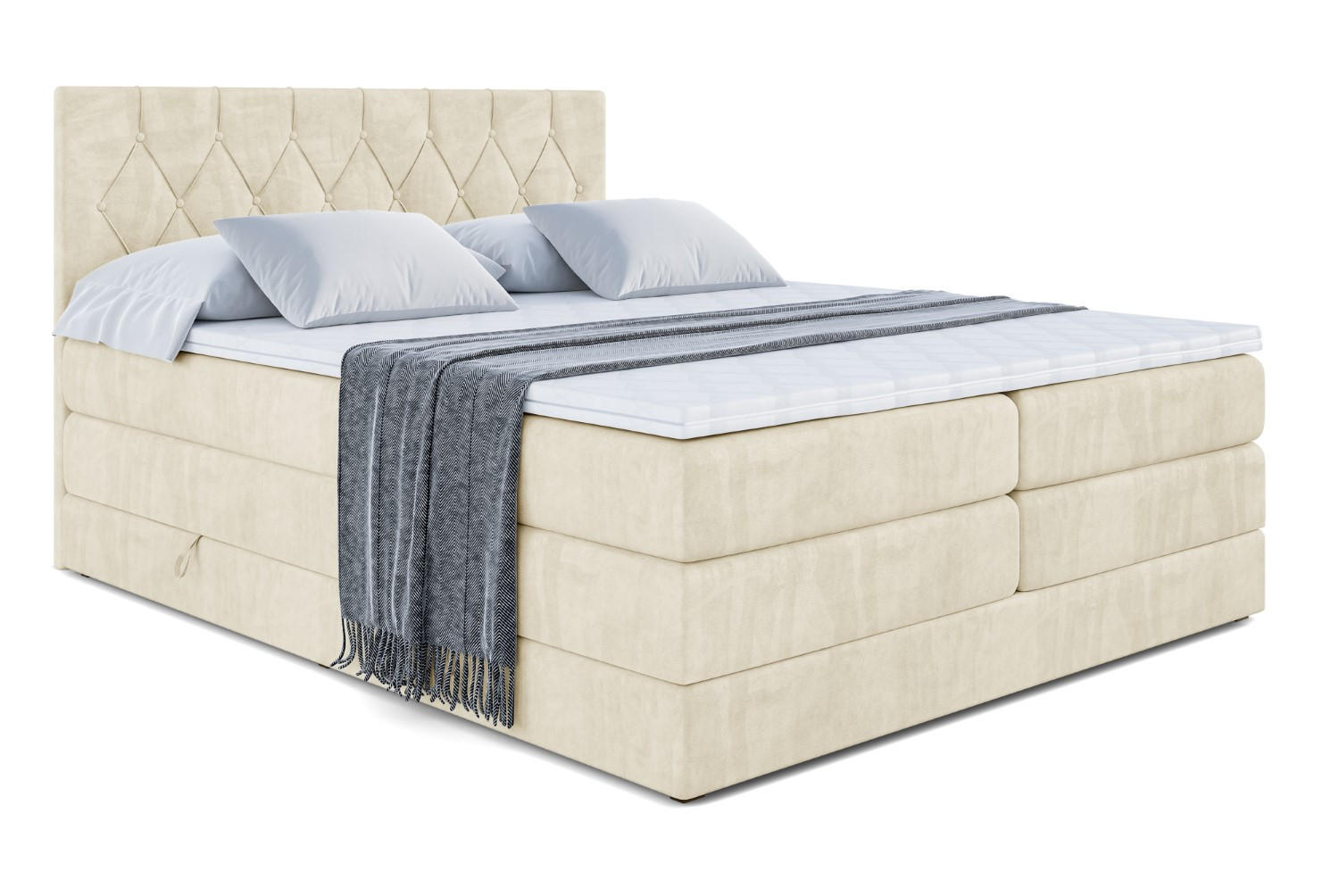 BOXSPRINGBETT VELANTO-BZ KING - 120 x 200 - H3/H4 - Beige - Beige, Holzwerkstoff (120/200cm) - ALTDECOR