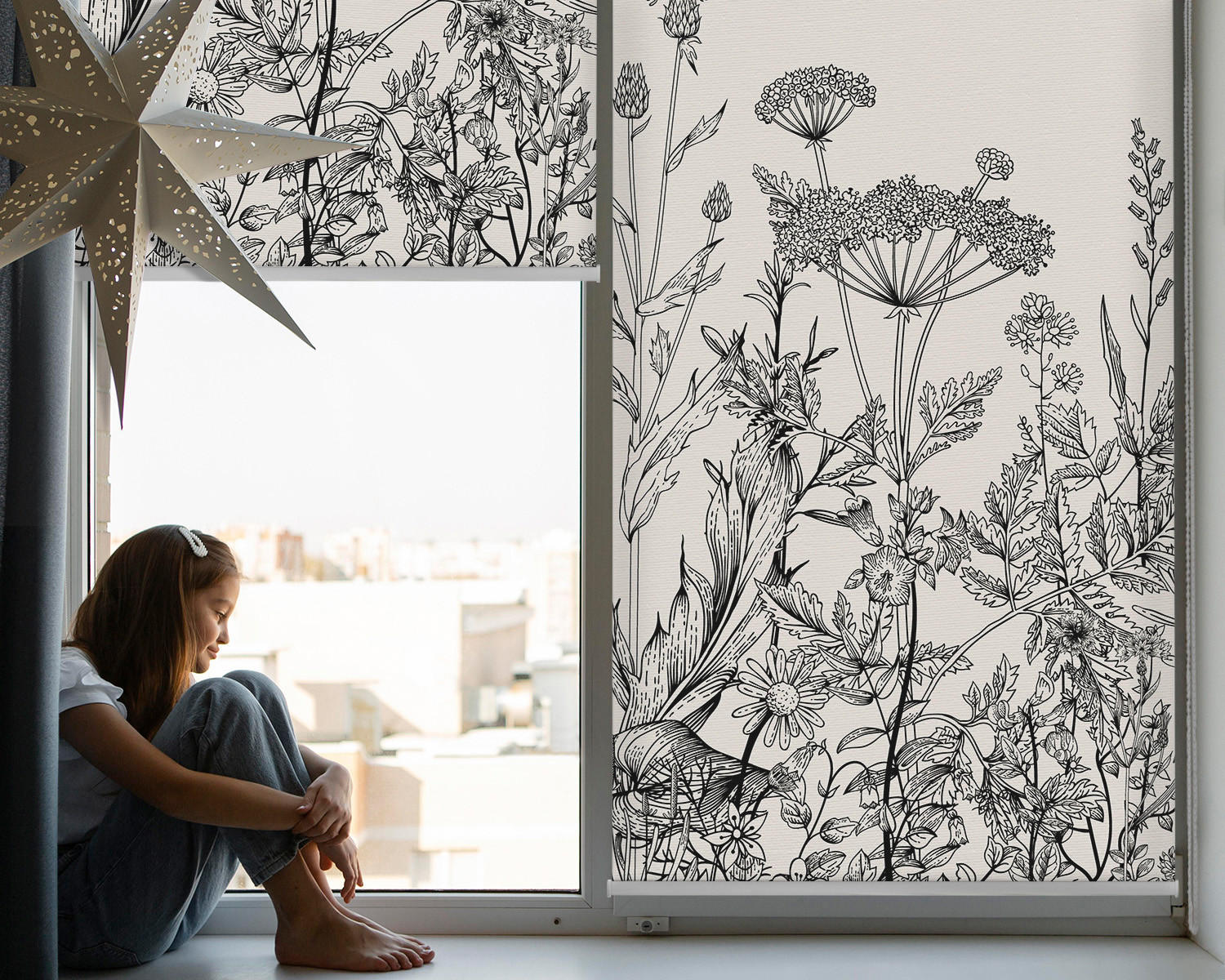 VERDUNKELUNGSROLLO 60x140 cm Graue Blumen - Grau, Textil (60/140cm) - TULUP