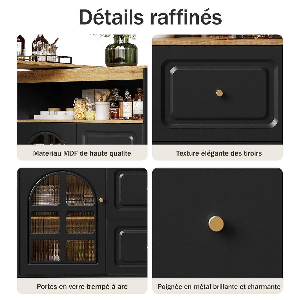 KÜCHENINSEL Stehtisch DREHBAR AUSZIEHBAR Essbar Sideboardschrank MDF Schwarz Wohnzimmer 138-204/39/104 cm - Schwarz, Kunststoff (39/104/138cm) - Rolipo