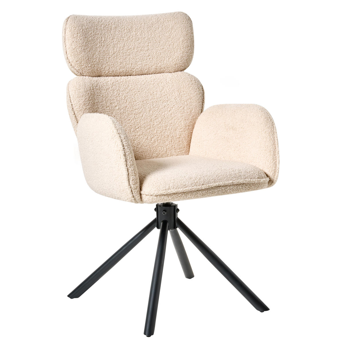 ESSZIMMERSTUHL drehbar Bouclé Hellbeige Alene - Beige, Textil (60/93/68cm) - Beliani